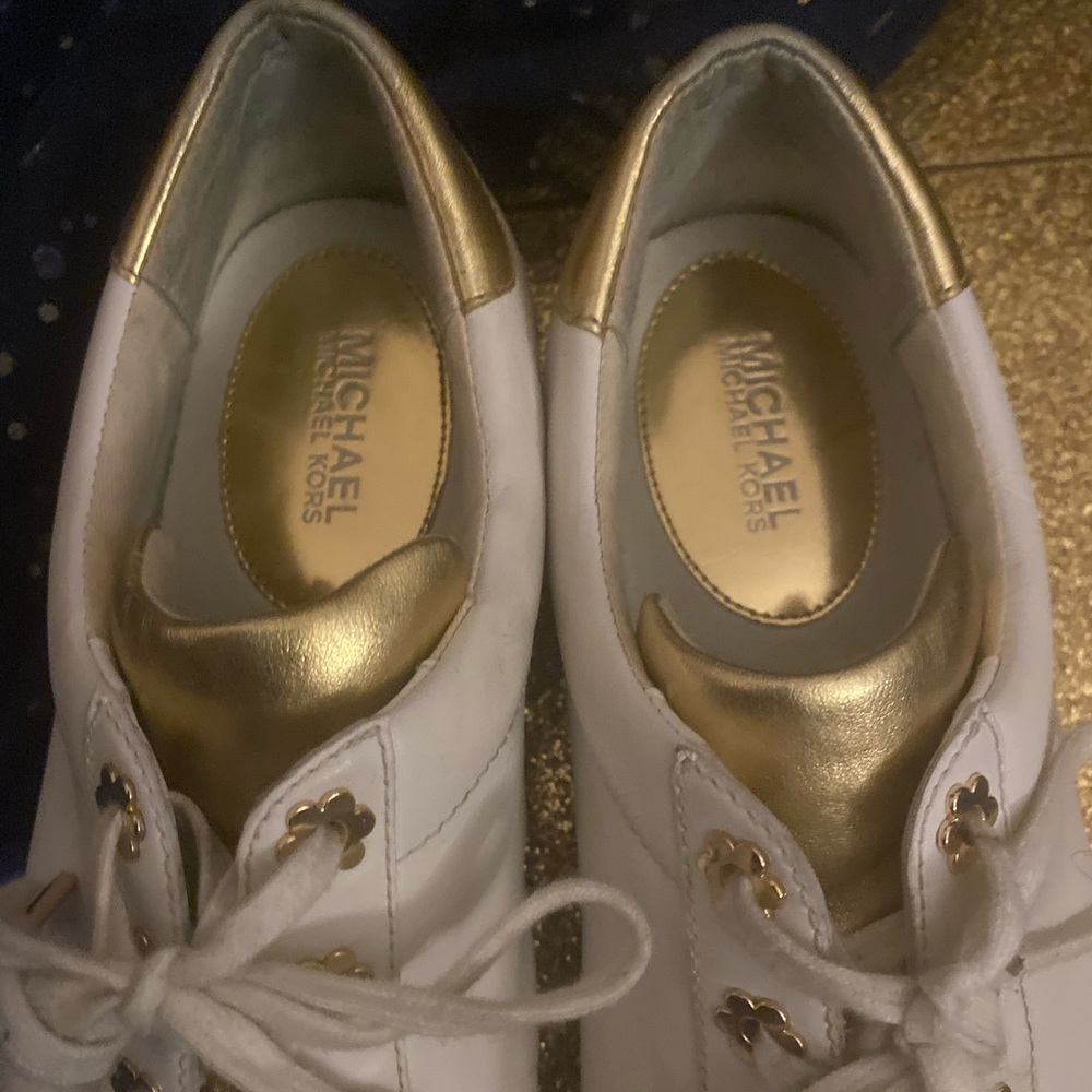 MICHAEL KORS GOLD FLORAL Sneakers DAZZLING RARE - Picture 8 of 8